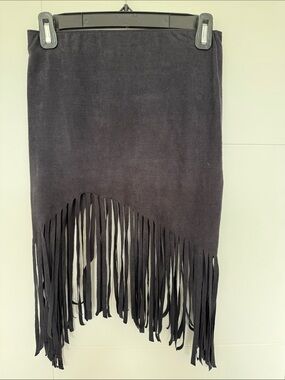 Fringe Suede Mini Skirt - Black